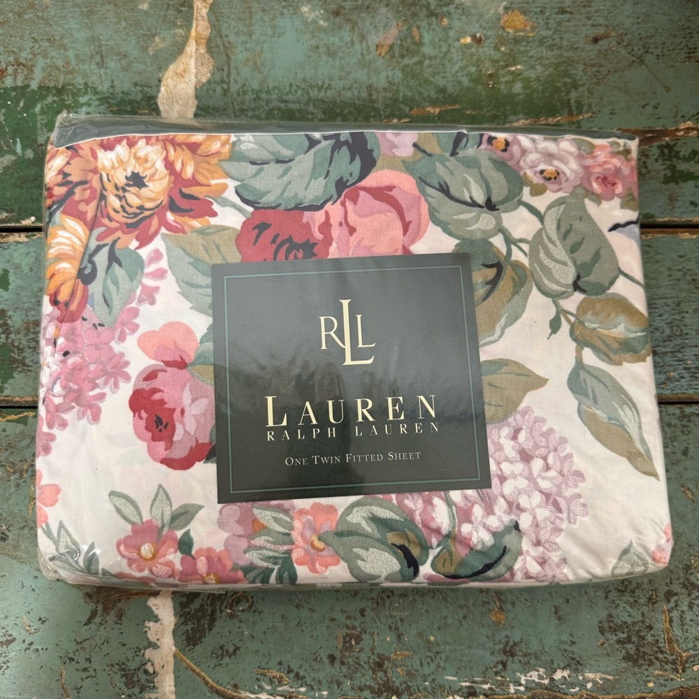 Vtg Ralph Lauren Twin Deep Fitted Sheet Allison Multi Floral Cottage NEW Sealed